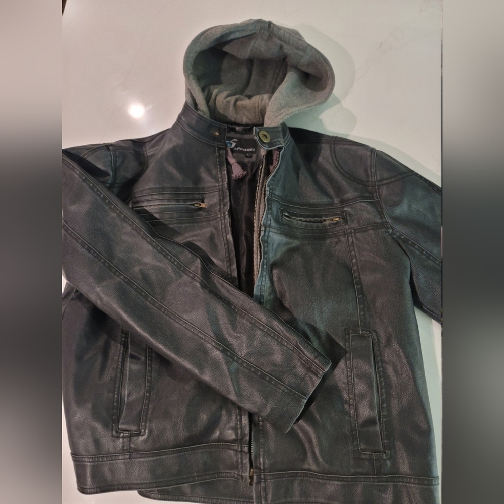 VINTAGE I5 APPAREL unisex long-sleeve, black motorcycle jacket